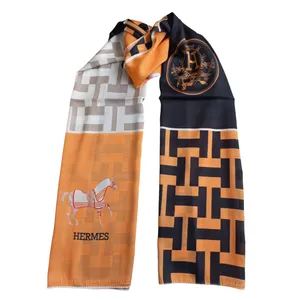 شال زنانه هرمس مدل ابریشم مهمانی مجلسی چهار فصل چهارخانه