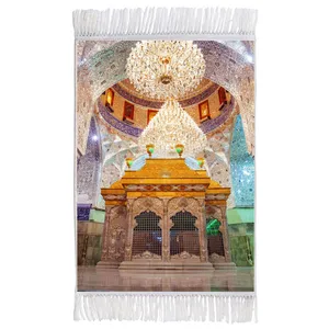 فرش ماشینی دیوارکوب اطلس آبی طرح ضریح حرم امام حسین مدل T2443 