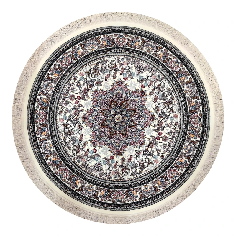 فرش ماشینی 700 شانه فرش مشهد زمینه کرم حاشیه کرم مدل 722146