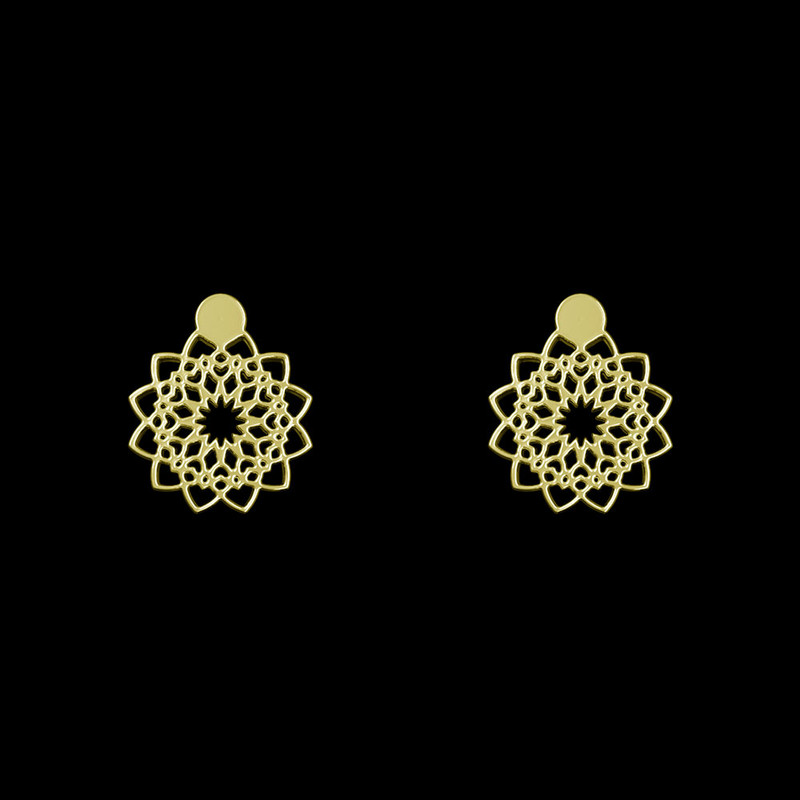 گوشواره طلا 18 عیار زنانه مدوپد مدل گل کد GA1-10854