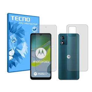 Tecno HyGEL model transparent screen protector suitable for Motorola Moto E13 mobile phone along with the back protector