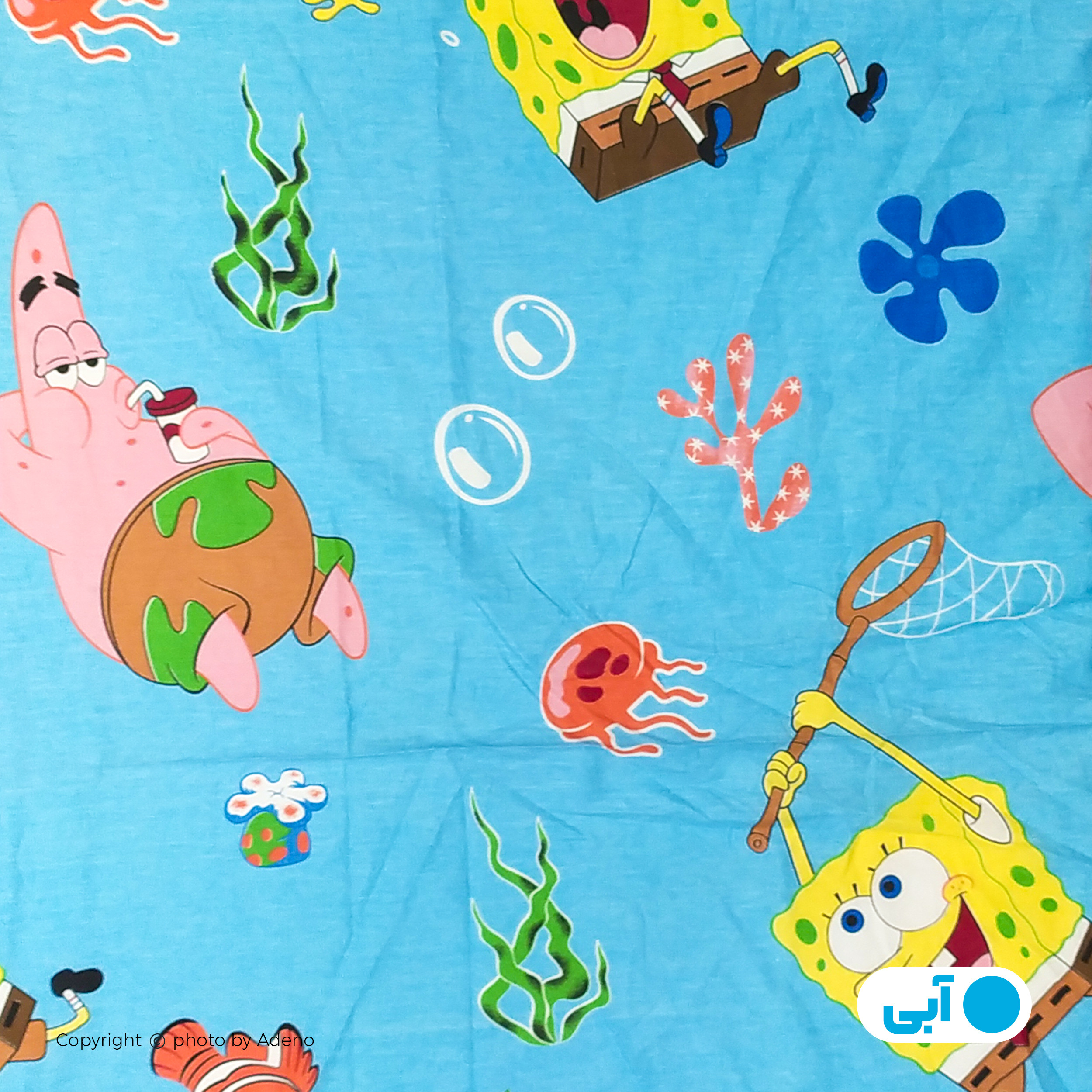 ملحفه آدنو مدل باب اسفنجی کد CH44 یک نفره سایز 100x150 سانتیمتر