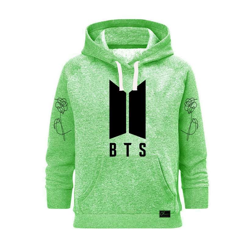 هودی زنانه مدل BTS کد B8 رنگ سبز