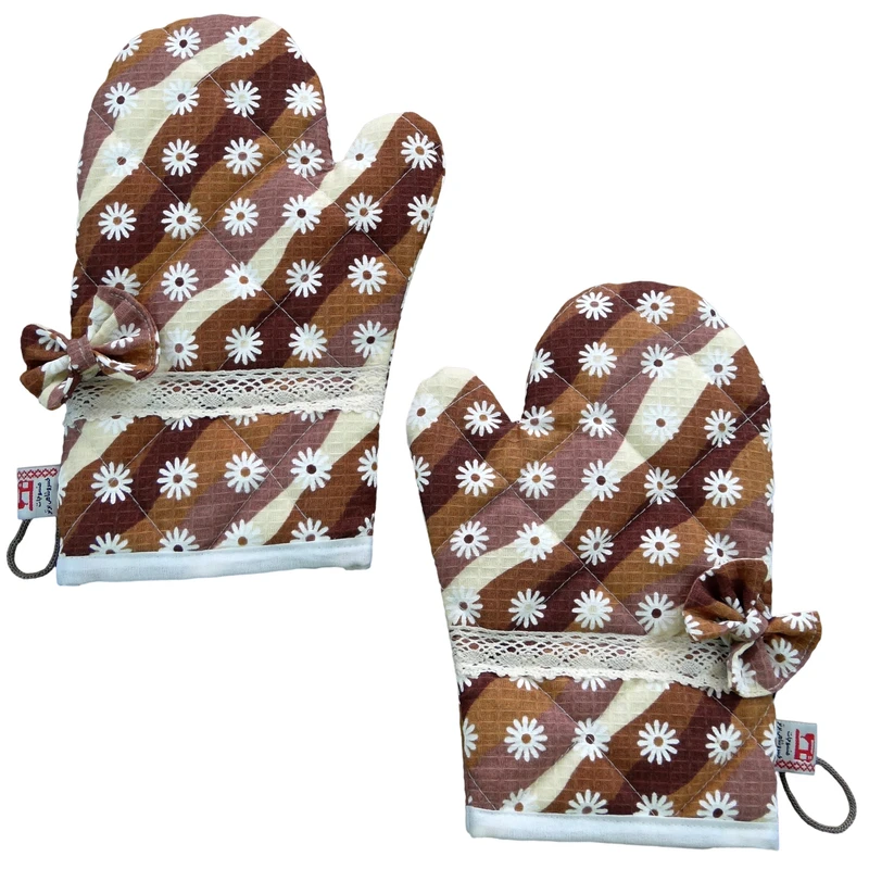 دستکش فر منسوجات خسروشاهی برتر مدل کلاسیک طرح امواج کد DASK15 مجموعه 2 عددی