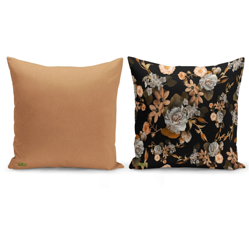 کاور کوسن ریحانلوکس مدل گلدار کد RH117 سایز 43*43 سانتی متر مجموعه دو عددی