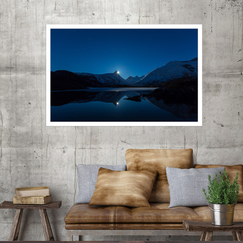 تابلو نوری بکلیت طرح ماه پشت کوه مدل W-MO1466