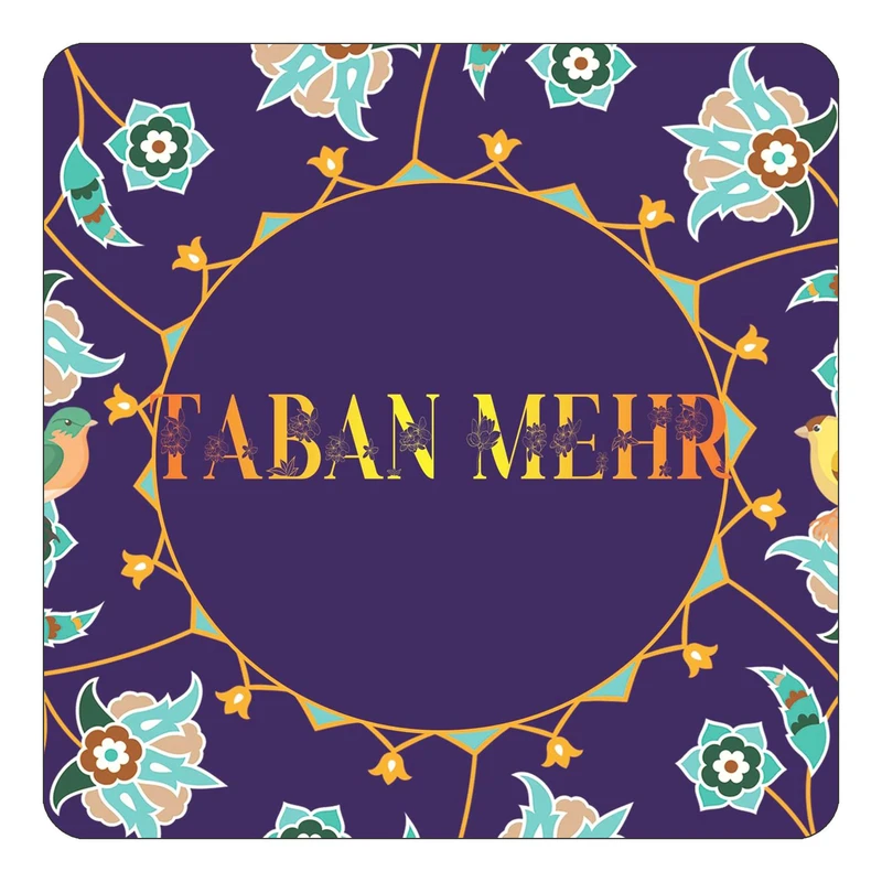 مگنت کاکتی طرح اسم تابان مهر taban mehr مدل گل و بلبل کد mg18365
