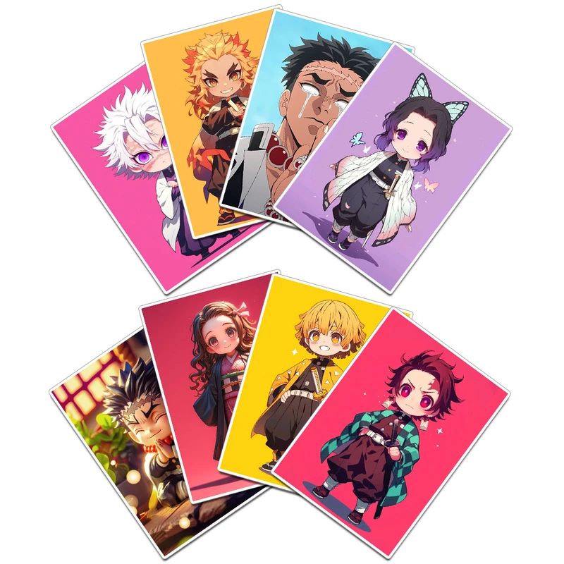 استیکر لپ تاپ و موبایل گوفی مدل انیمه شیطان کش طرح Demon Slayer Anime کد SLAYER01 مجموعه 8 عددی