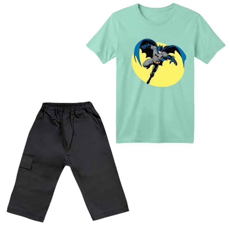 ست تی‌شرت آستین کوتاه و شلوارک پسرانه مدل بتمن کد ۲۴