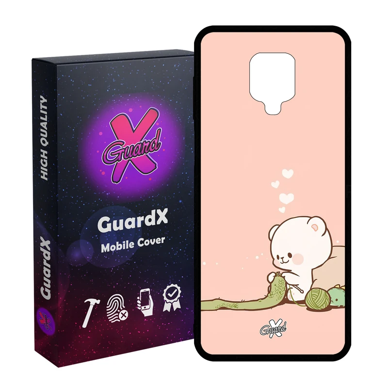 کاور گارد ایکس طرح خرس 2 مدل Glass10489 مناسب برای گوشی موبایل شیائومی Redmi Note9 Pro/Note 9 Pro Max/Redmi Note 9S/MI Poco M2 Pro