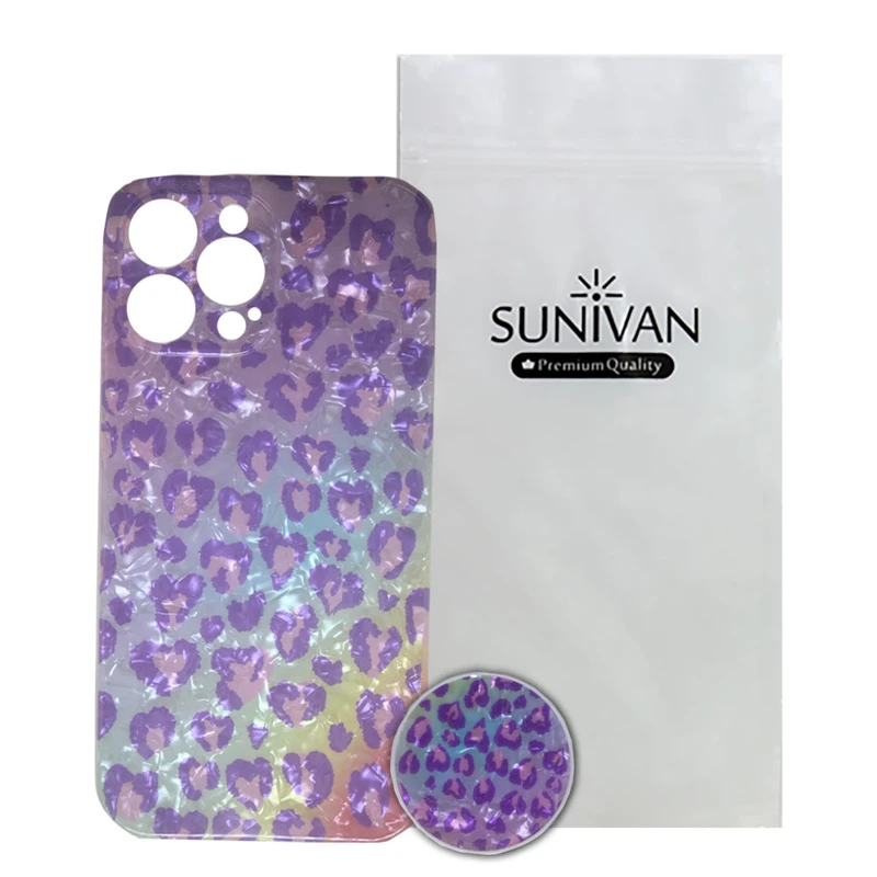 کاور سانیوان مدل یخی طرح پلنگی مناسب برای گوشی موبایل اپل IPhone 13 Promax به همراه پاپ سوکت