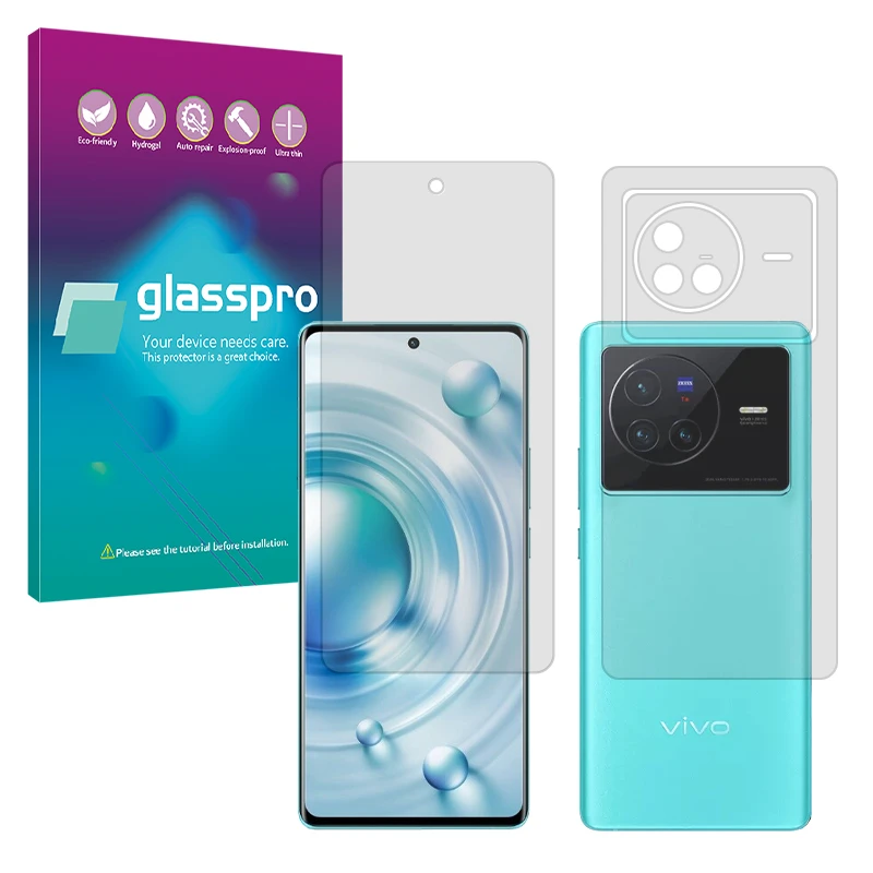 محافظ صفحه نمایش شفاف گلس پرو مدل Resistant مناسب برای گوشی موبایل ویوو X80 به همراه محافظ پشت گوشی 