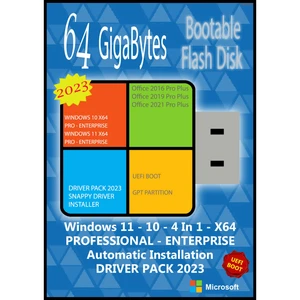 سیستم عامل Windows 11 10 Pro. Ent. 4In1 UEFI X64 Driver Pack 2023 Office 2016-19-21 نشر مایکروسافت