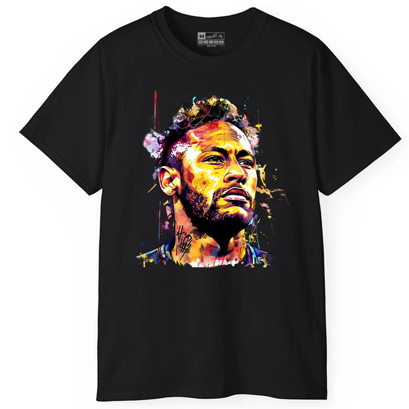 تی شرت آستین کوتاه مردانه پاد آفرین مدل فوتبال طرح نیمار کد PT093