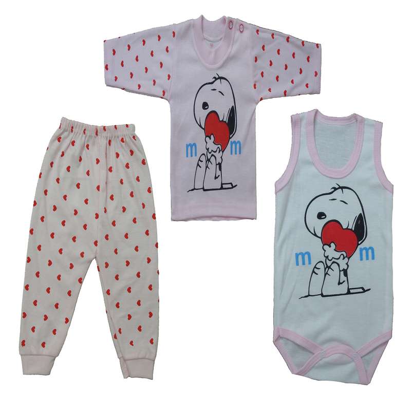 ست 3 تکه لباس نوزادی هاپو مام مدل 333123