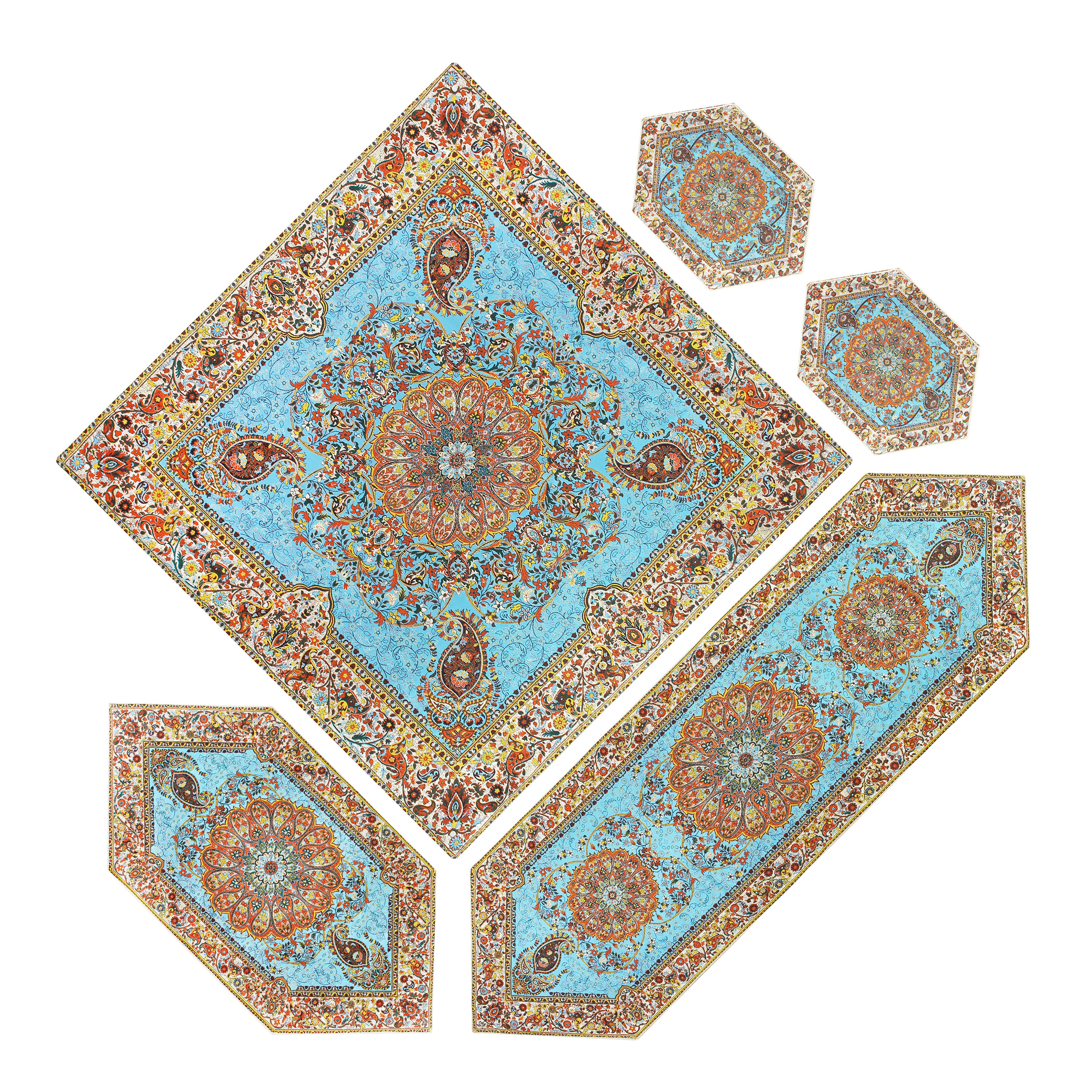 ست 5 تکه رومیزی ترمه مدل افشار کد afr-1007
