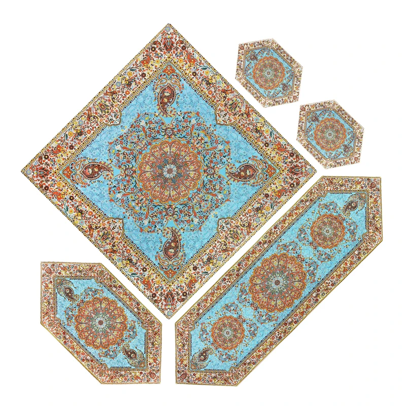 ست 5 تکه رومیزی ترمه مدل افشار کد afr-1007