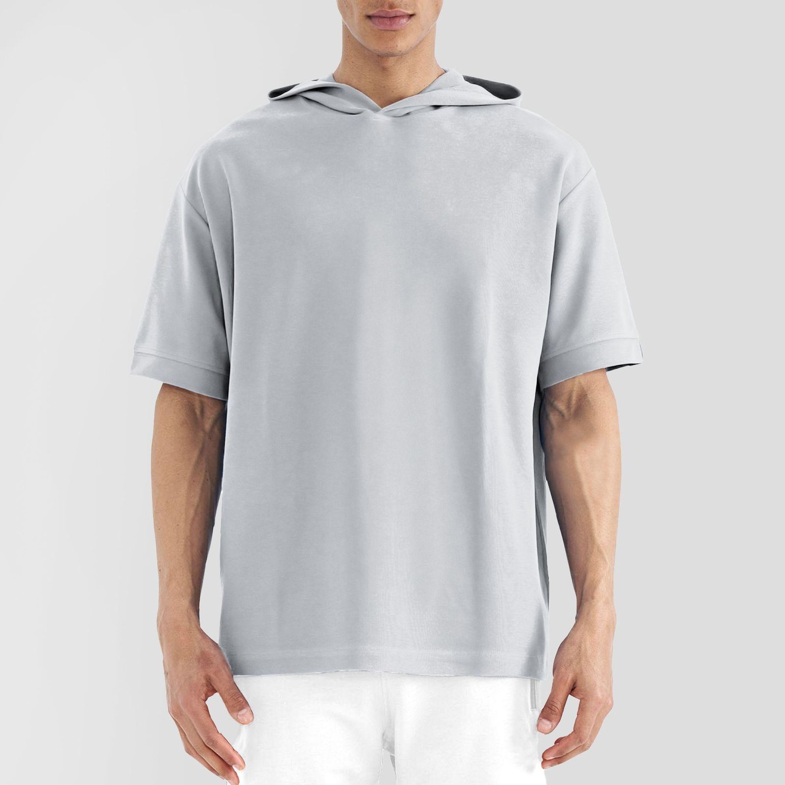 تی شرت اورسایز کلاه دار آستین کوتاه مردانه نوزده نودیک مدل TS1966 W - - 9