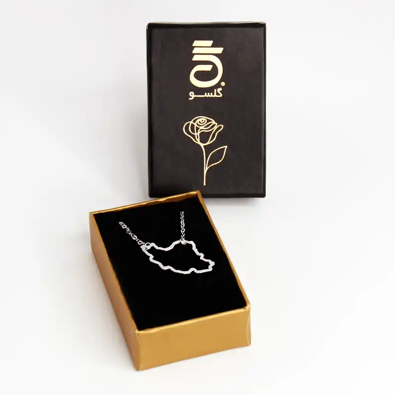 گردنبند گلسو مدل نقشه ایران طرح خطی استیل
