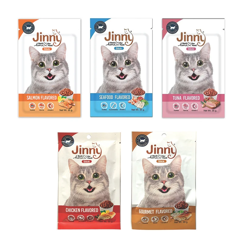 غذای تشویقی گربه جینی مدل mutipack طعم سالمون و مرغ وزن 35 گرم مجموعه 5 عددی