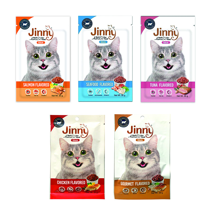 غذای تشویقی گربه جینی مدل mutipack طعم سالمون و مرغ وزن 35 گرم مجموعه 5 عددی