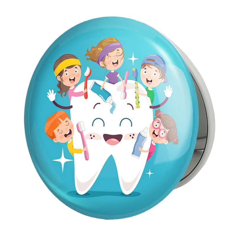 آینه جیبی خندالو طرح دندان و دندانپزشکی کودکانه مدل تاشو کد 27785 