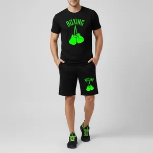 ست تی شرت آستین کوتاه و شلوارک راحتی مردانه مدل A18 طرح BOXING