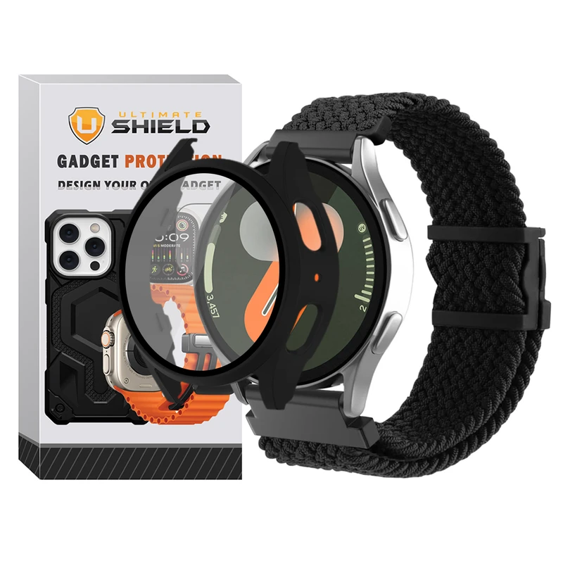 بند آلتیمیت شیلد مدل Braided_Mag_GRD مناسب برای ساعت هوشمند سامسونگ Galaxy Watch 7 44mm به همراه کاور