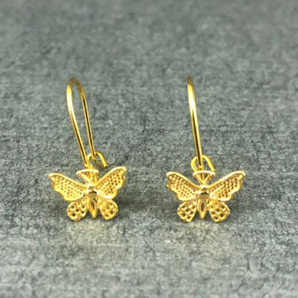 گوشواره طلا 18 عیار زنانه دوست خوب مدل پروانه dk486