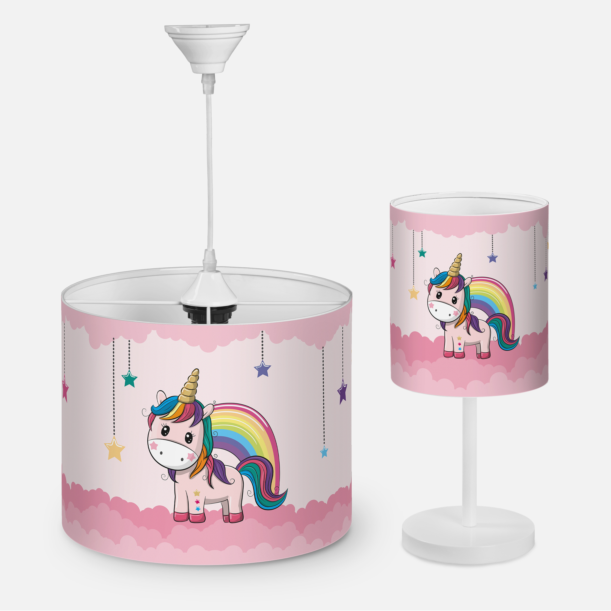 لوستر کودک مدل یونیکورن کد UN-P-1032 به همراه آباژور