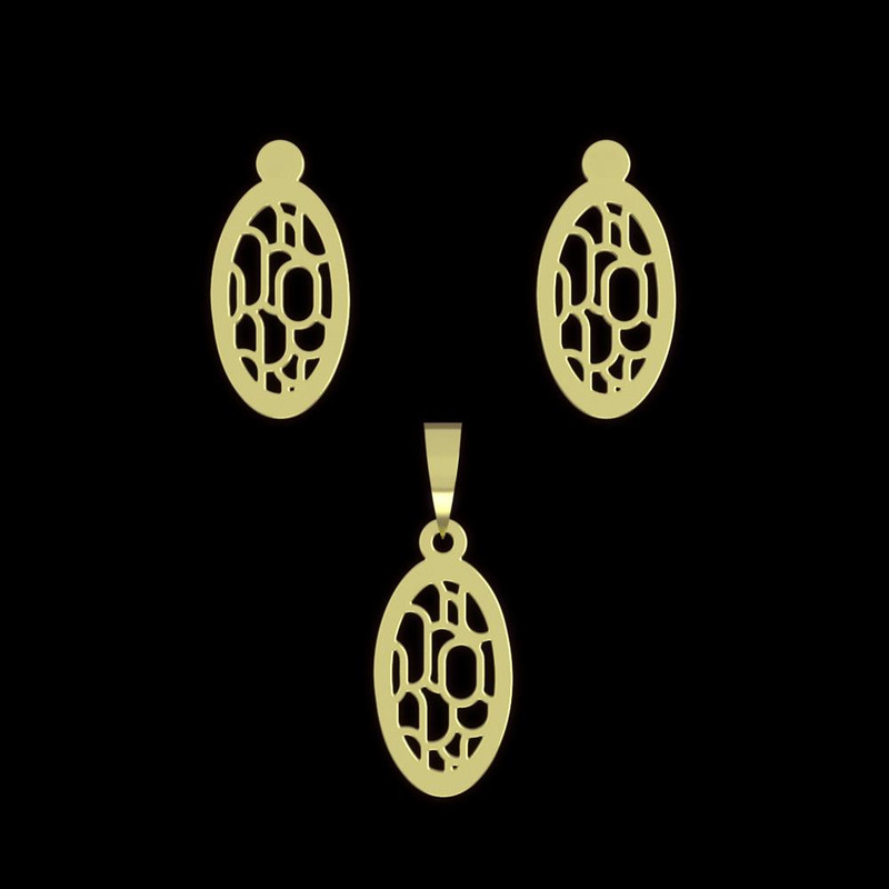 نیم ست طلا 18 عیار زنانه مدوپد مدل بیضی کد NA11291