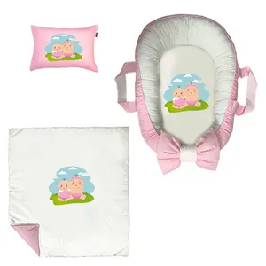 سرویس خواب سه تکه نوزاد ناریکو مدل گارد محافظ دار طرح دختر بچه کد 0426