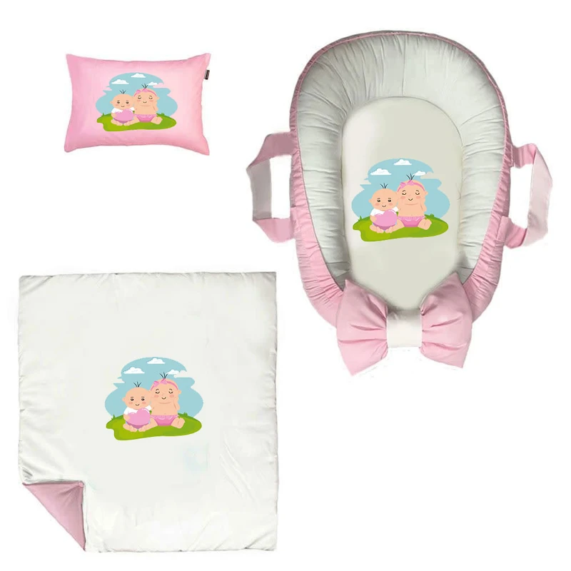 سرویس خواب سه تکه نوزاد ناریکو مدل گارد محافظ دار طرح دختر بچه کد 0426