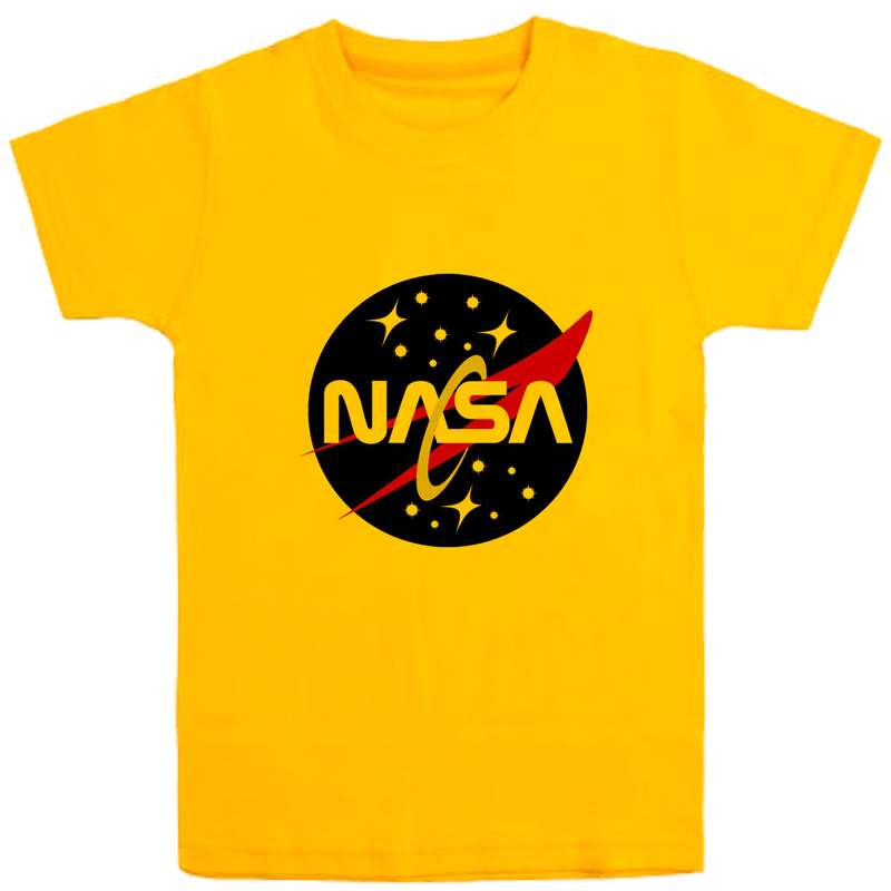 تی شرت آستین کوتاه پسرانه مدل D32 NASA رنگ زرد