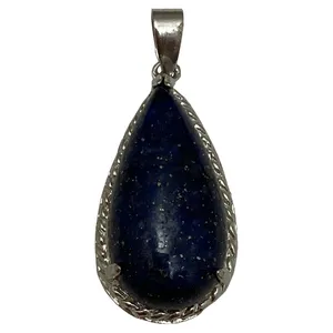 آویز گردنبند مدل لاجورد و تیتانیوم طرح اشک