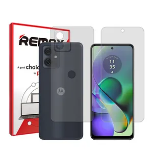 Remax HyGEL model transparent screen protector suitable for Motorola Moto G54 mobile phone along with phone back protector