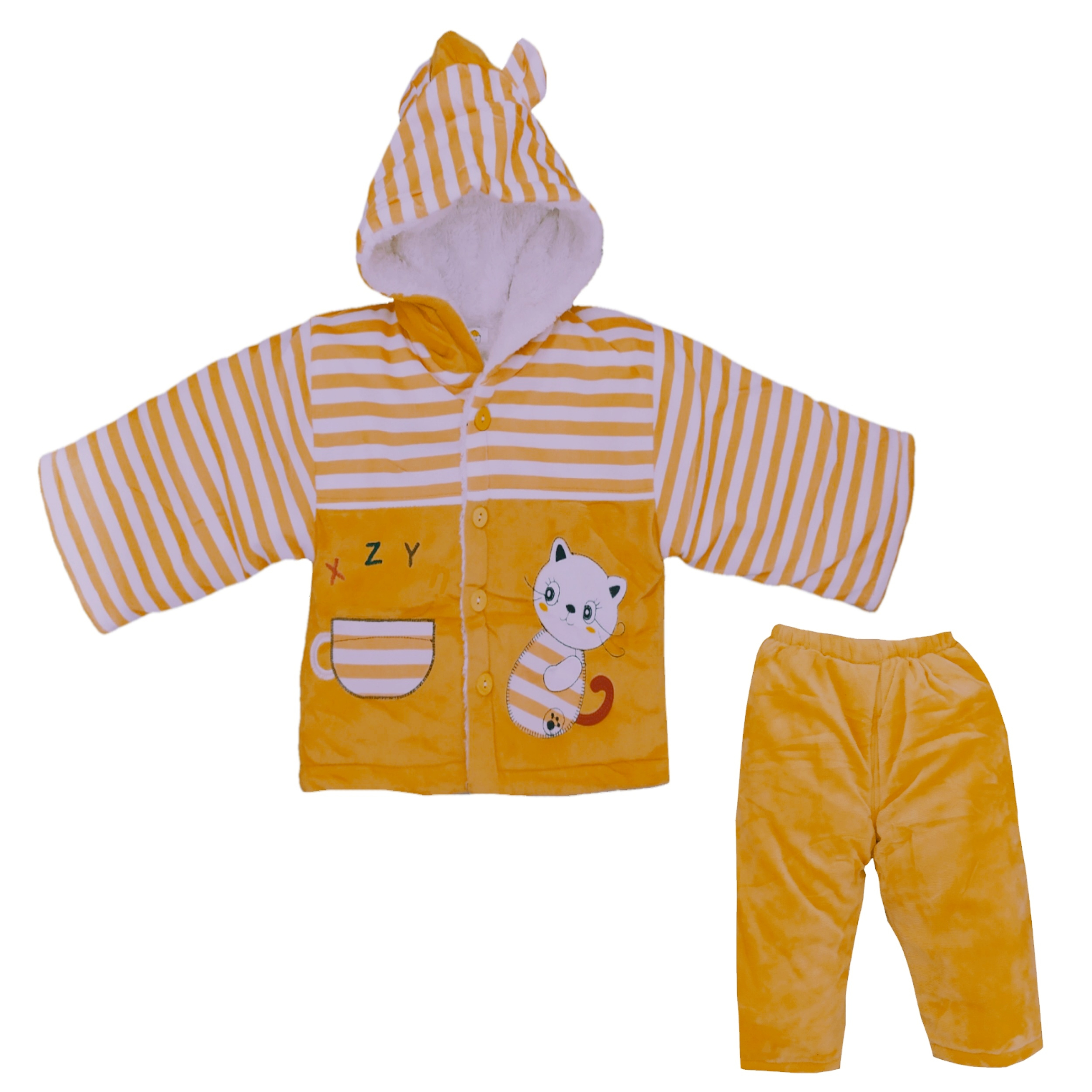 ست سویشرت و شلوار نوزادی مدل گربه کد P06