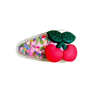 گیره مو زنانه مدل تق تقی آکواریومی طرح گیلاس