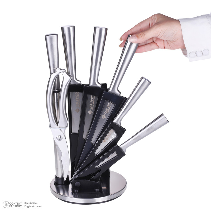 سرویس چاقو آشپزخانه 8 پارچه چیلانکو مدل کلاسیک پایه استیل