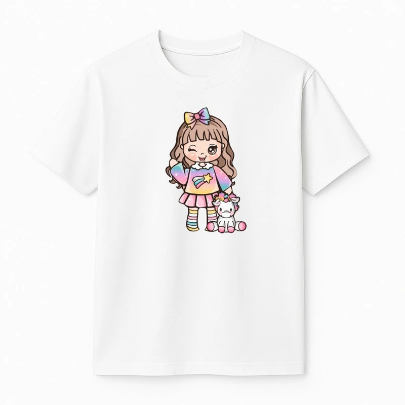 تی‌شرت آستین کوتاه دخترانه مدل یونیکورن کد v4 