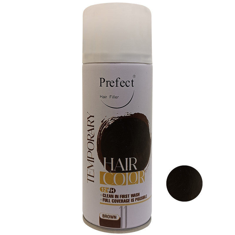اسپری رنگ مو پرفکت هیر فیلر مدل Temporary حجم 150 میلی لیتر رنگ قهوه ای