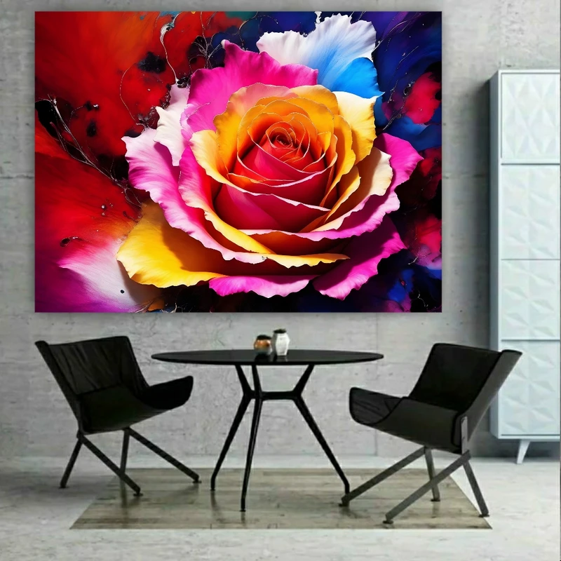 پوستر دیواری طرح گل رز مدل رنگارنگ کد BK23366