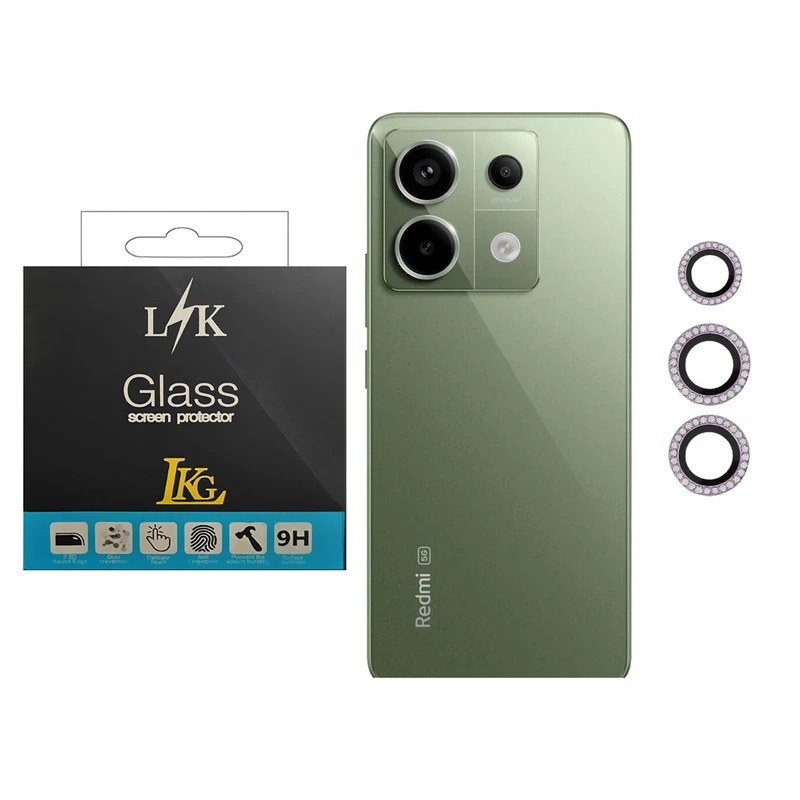 محافظ لنز دوربین ال کا جی مدل نگین دار مناسب برای گوشی موبایل شیائومی Redmi Note 13 5G