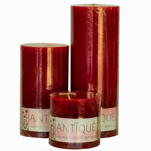 شمع آنتیک مدل باریک مغز رنگی بسته 3 عددی