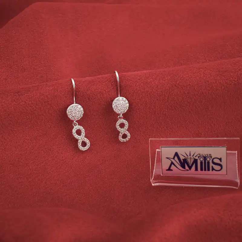 گوشواره نقره زنانه آمیتیس مدل بی نهایت AMT-G027