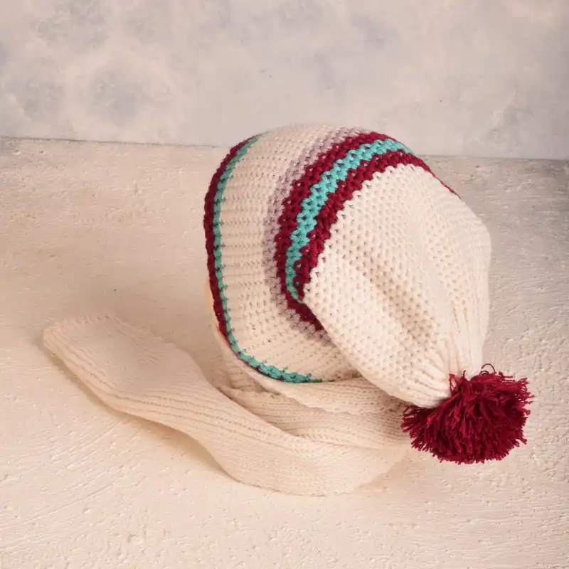 ست کلاه و شال گردن بافتنی بچگانه مدل S-007