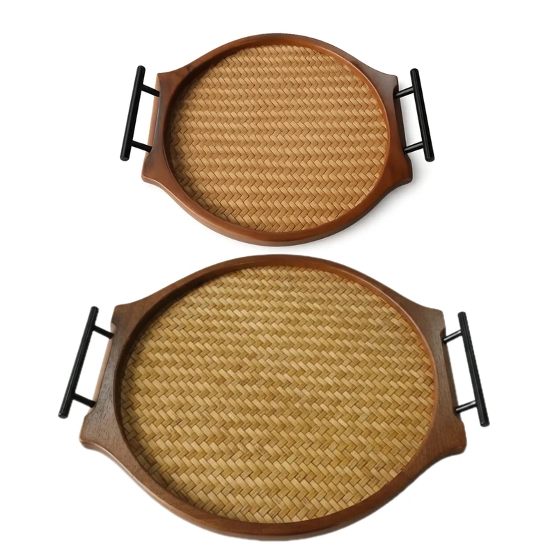 سینی دسته دار مدل گرید کد TP034 سایز 40×37 سانتی متر مجموعه دو عددی