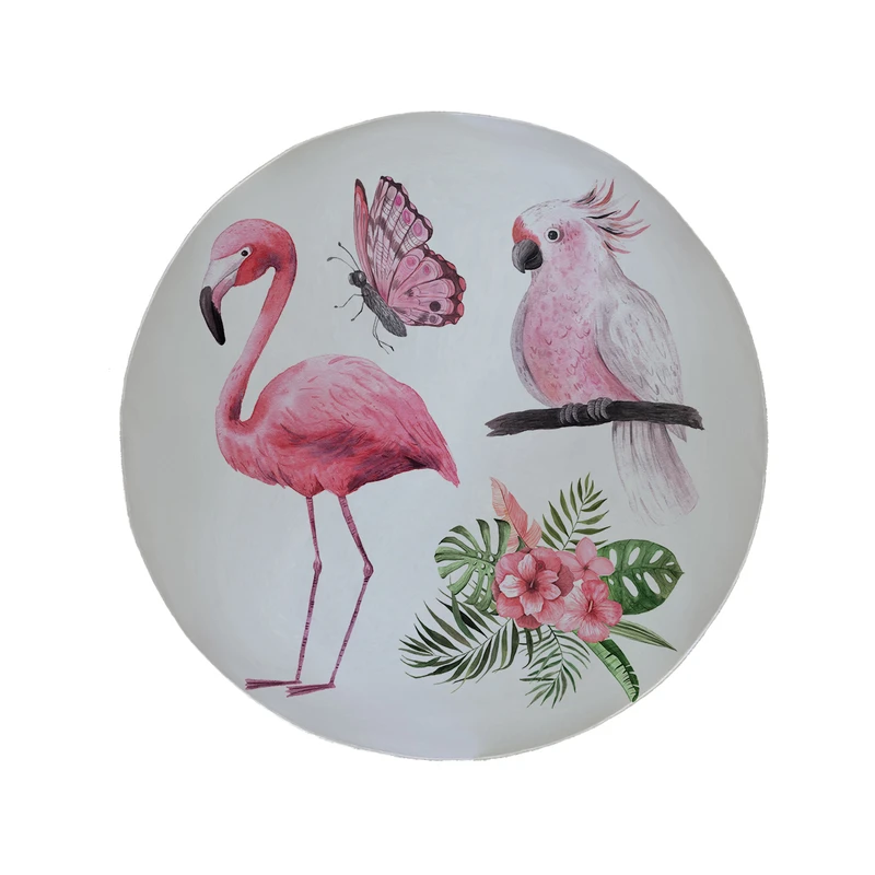 پادری مدل دایره طرح فلامینگو کد 5087 سایز 90 × 90 سانتی متر