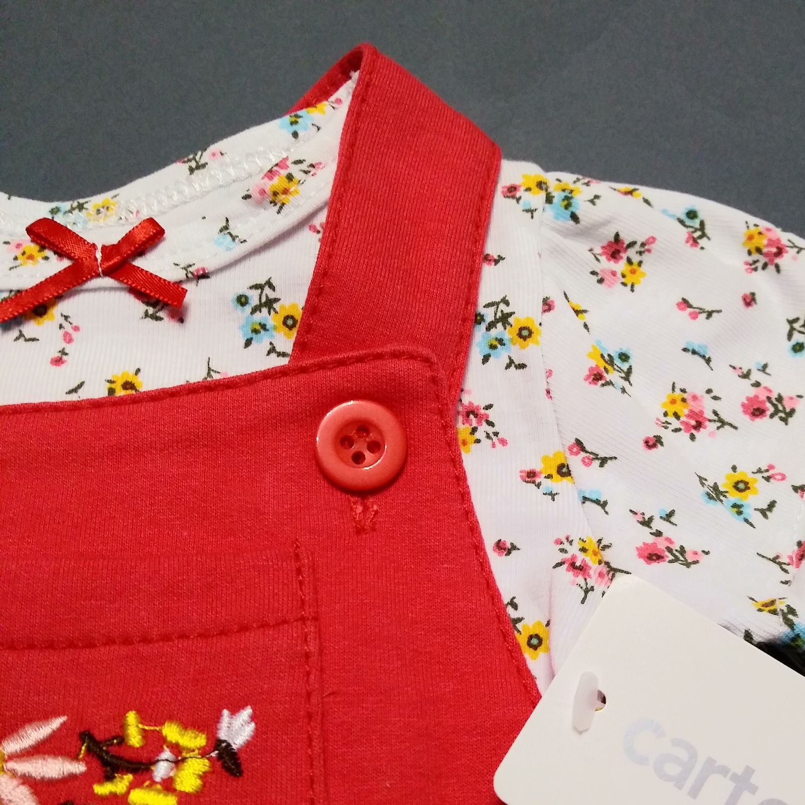 ست تی شرت و سرهمی نوزادی کارترز طرح Flowers کد M588 -  - 9