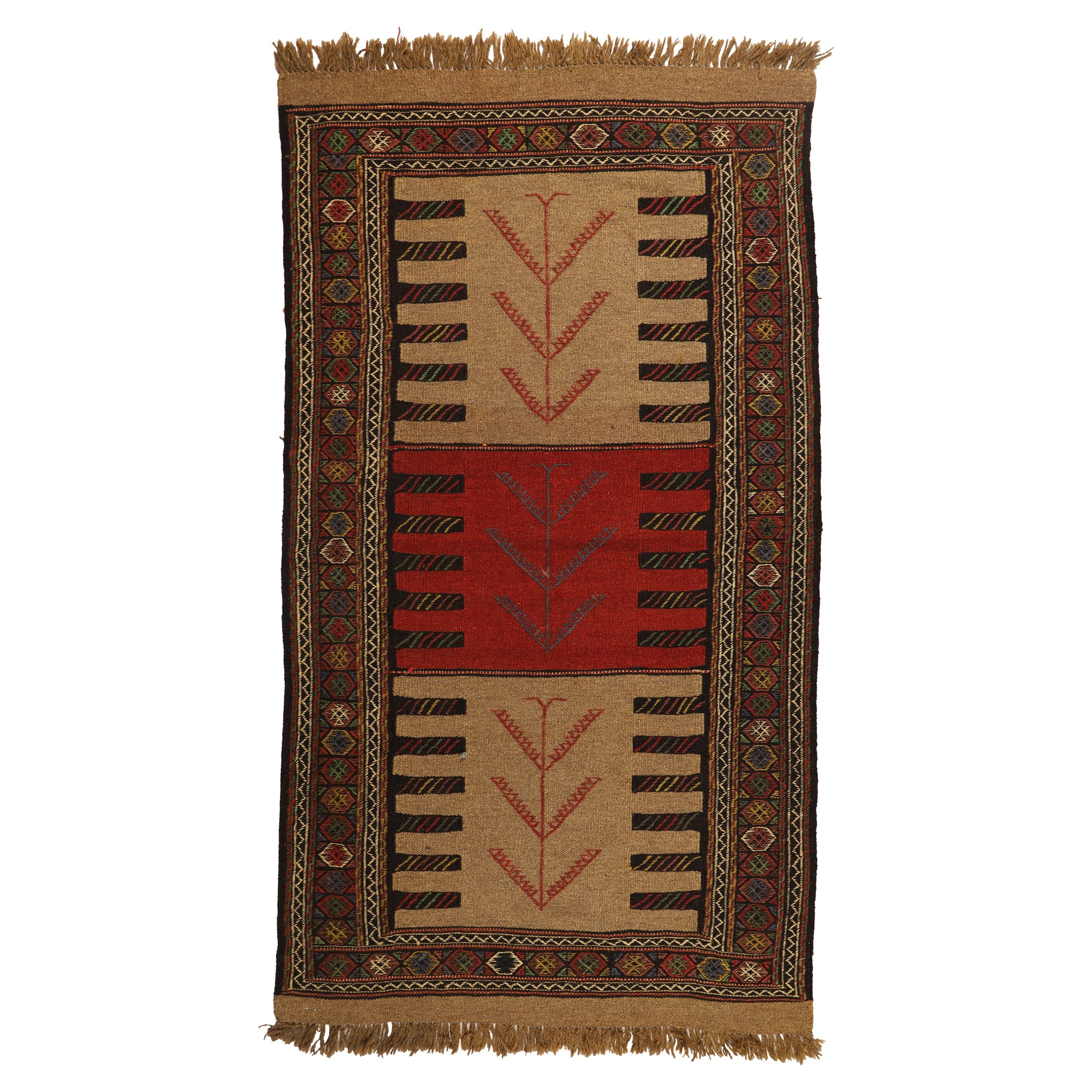 گلیم دستبافت دومتری طرح سفره کردی کد 140394